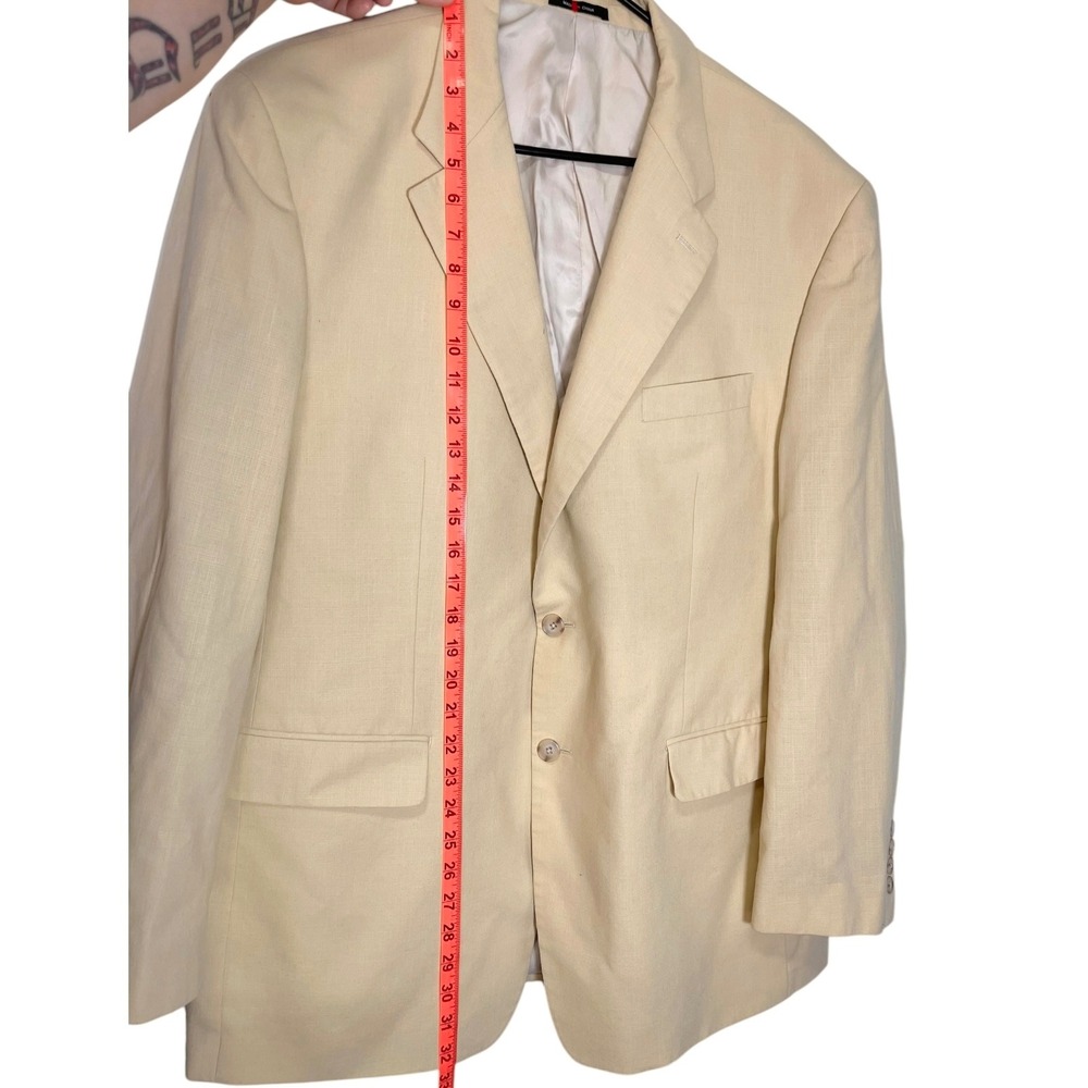 IZOD 46R Yellow Blazer Linen Blend Two Button Sport Coat Preppy Coastal Minimal - Picture 4 of 10